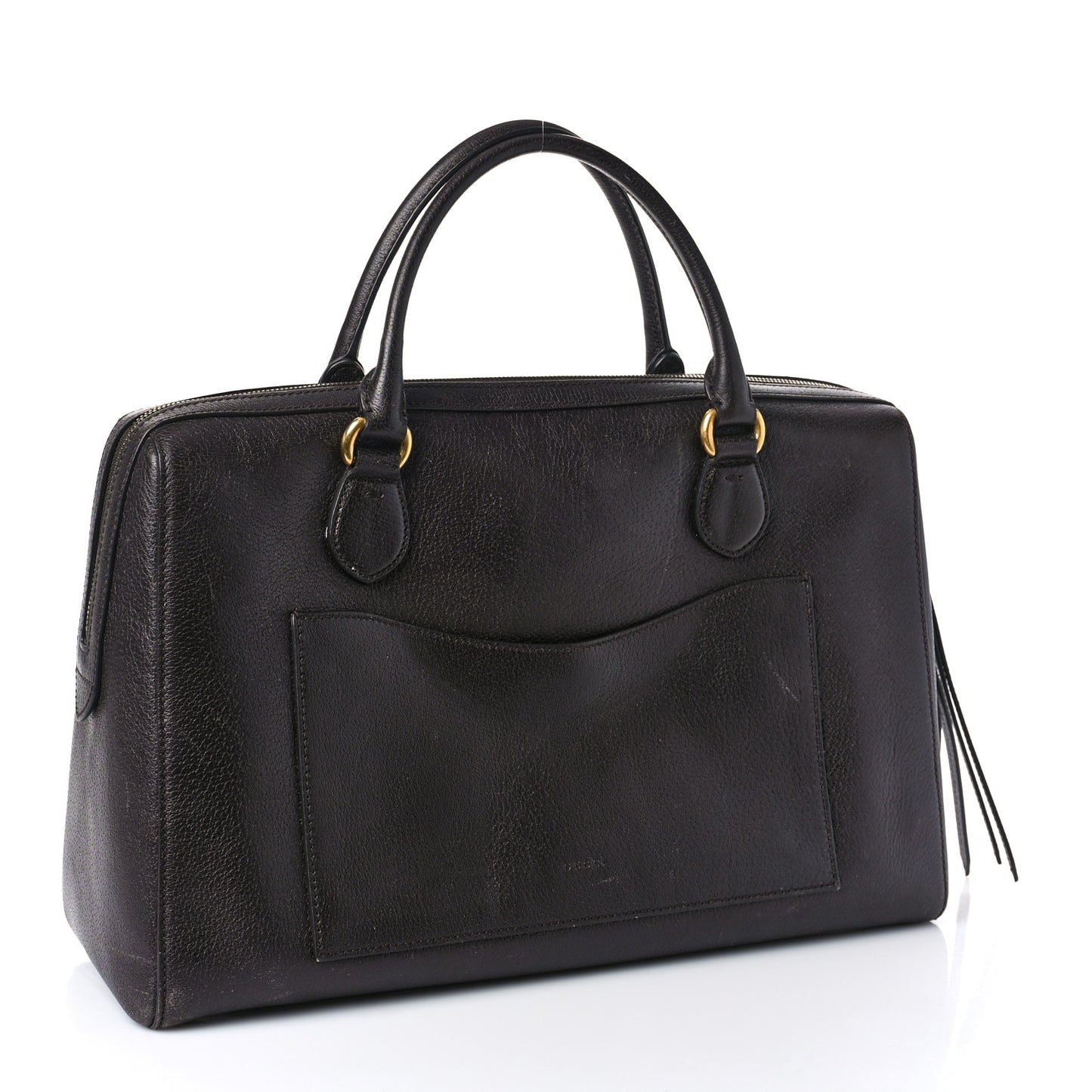 Calfskin Vintage Web Medium Satchel Dark Brown