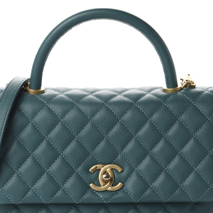 Chanel Caviar Quilted Small Coco Handle Flap Dark Turquoise 10 of 10