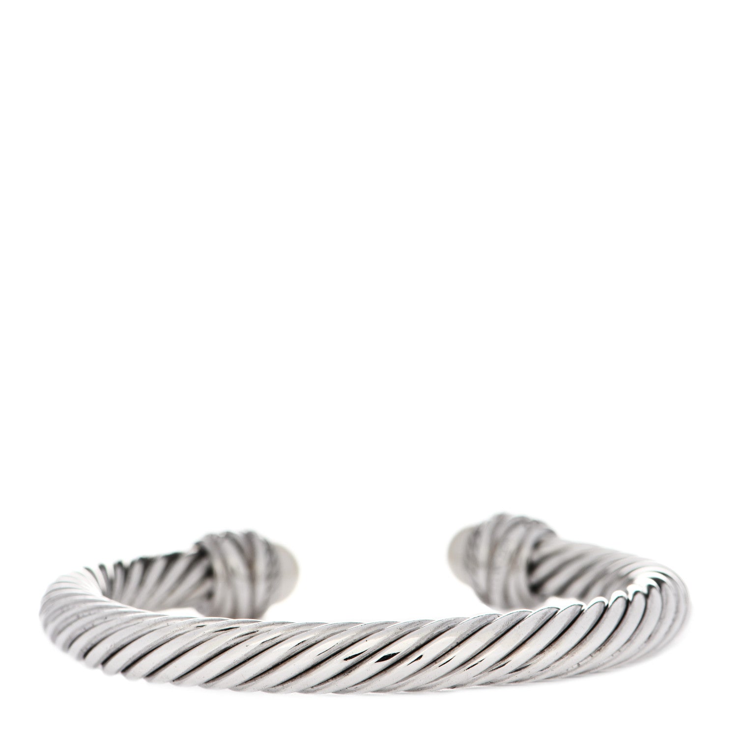 David Yurman Sterling Silver Diamond Pearl 7mm Crossover Bracelet 2 of 3