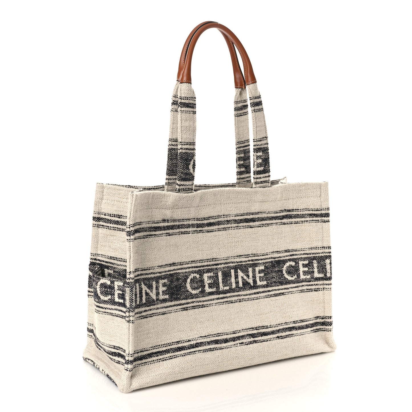 Jacquard Striped Large Cabas Thais White Black