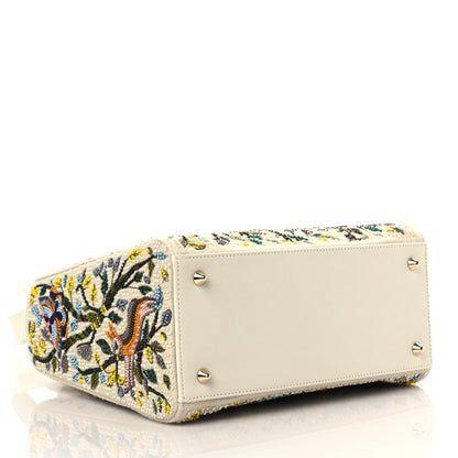 Christian Dior Calfskin Embroidered Medium Lady Dior White Multicolor 4 of 12