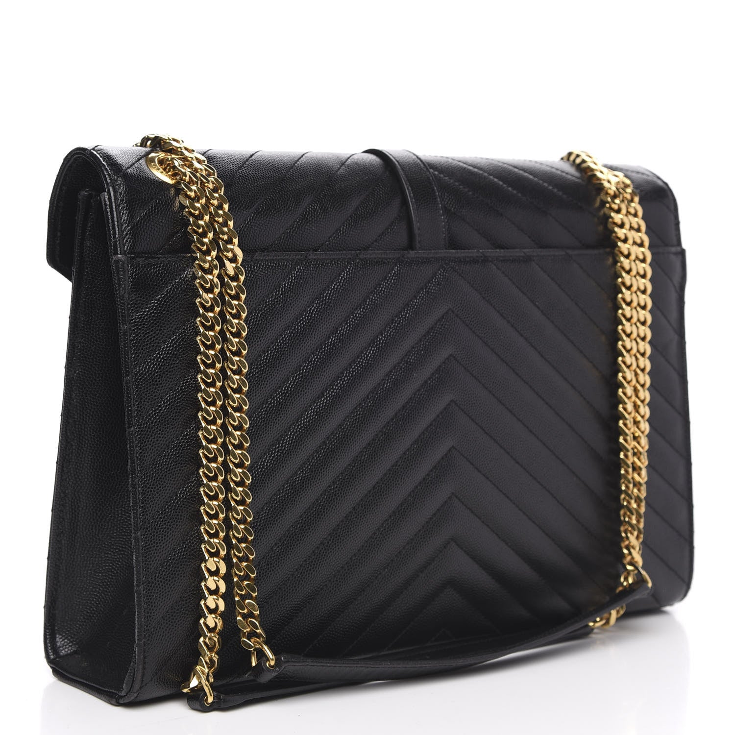 Saint Laurent Grain De Poudre Matelasse Chevron Large Monogram Satchel Black 3 of 9