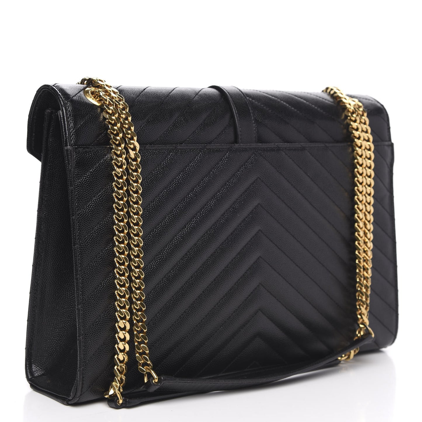 Grain De Poudre Matelasse Chevron Large Monogram Satchel Black