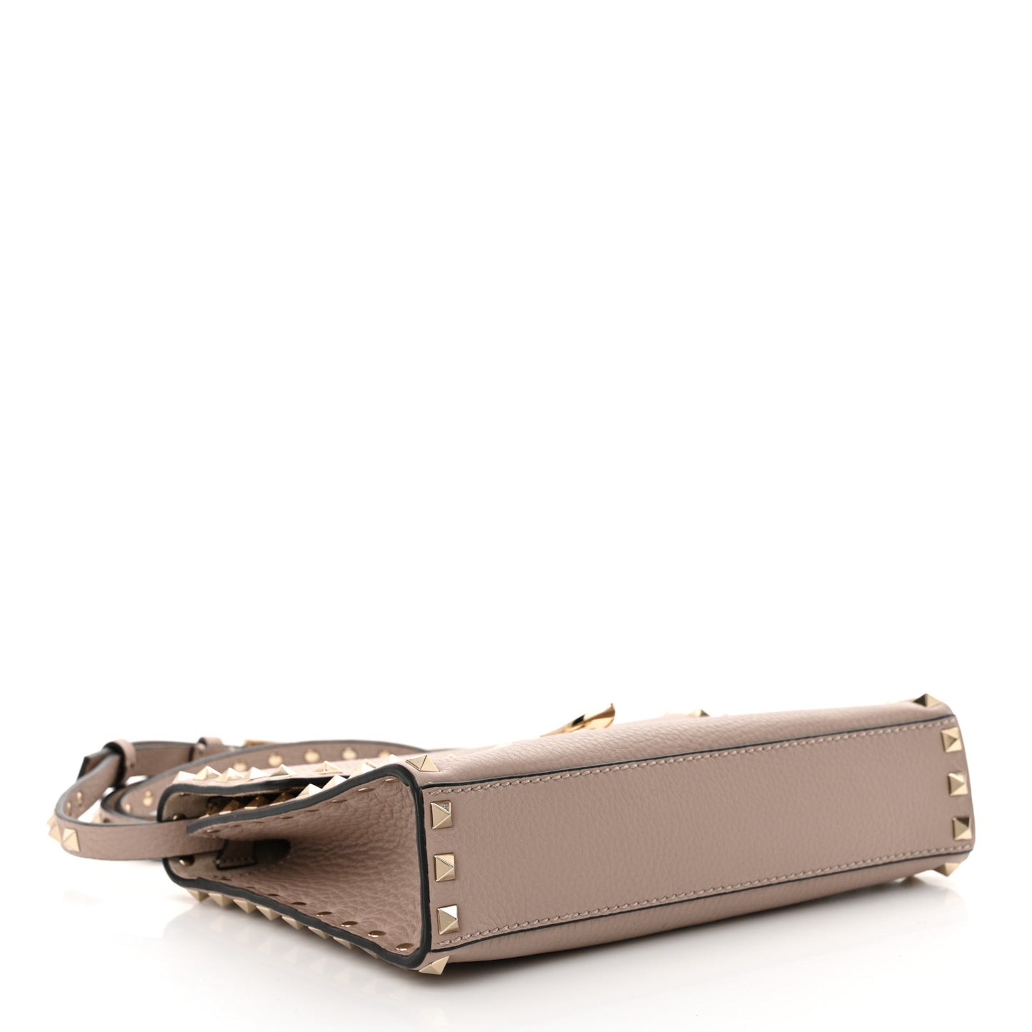 Pebbled Calfskin Medium Rockstud Flip Lock Crossbody Bag Poudre