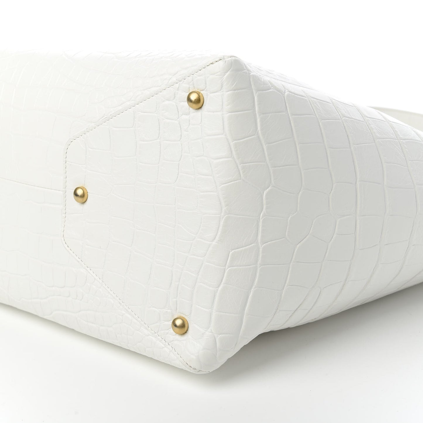 Calfskin Crocodile Embossed Large Cocodile Shopping Tote White