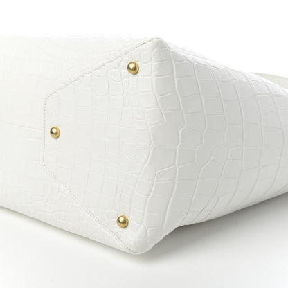Chanel Calfskin Crocodile Embossed Large Cocodile Shopping Tote White 7 of 10