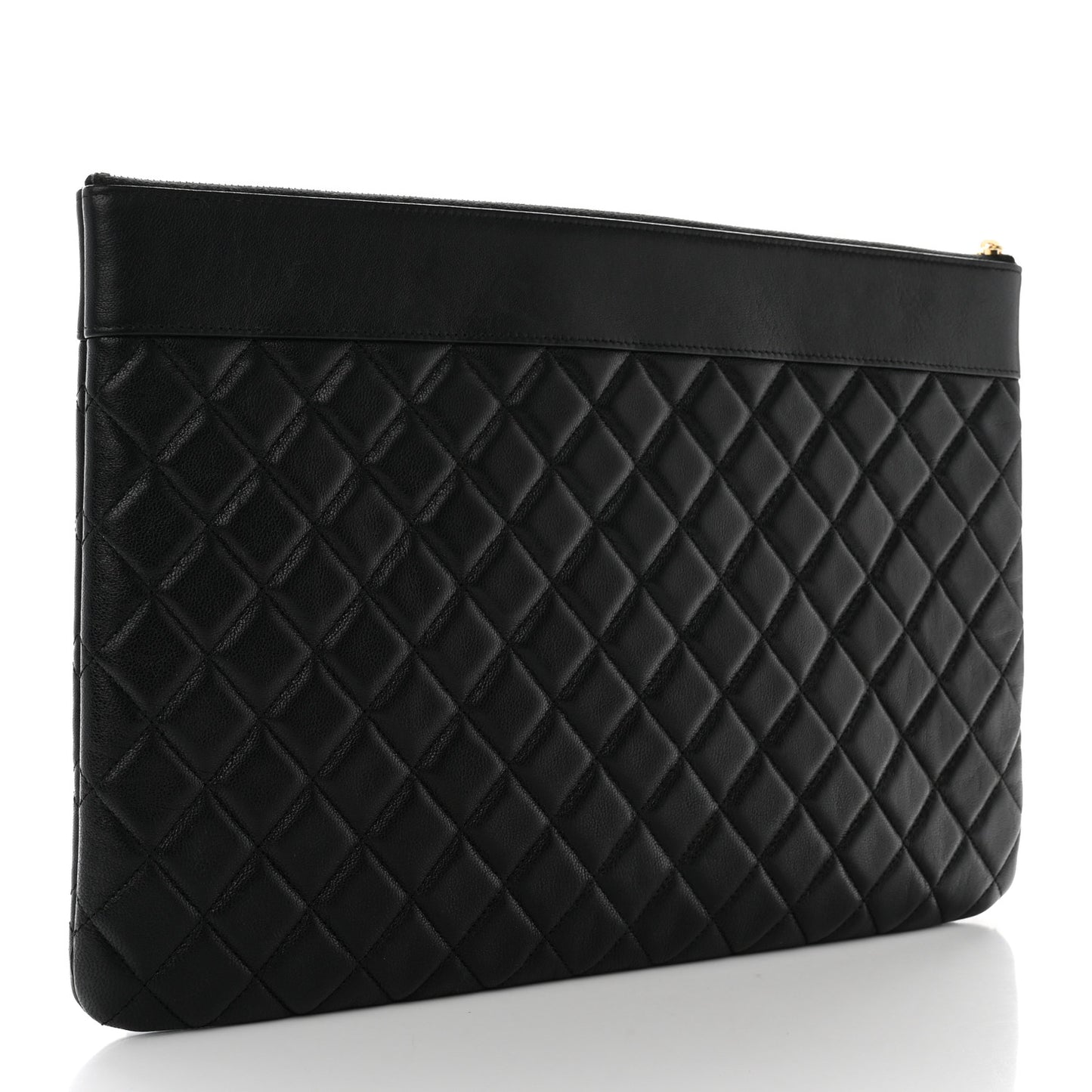 Lambskin Quilted Large Vintage Mademoiselle Cosmetic Case Black
