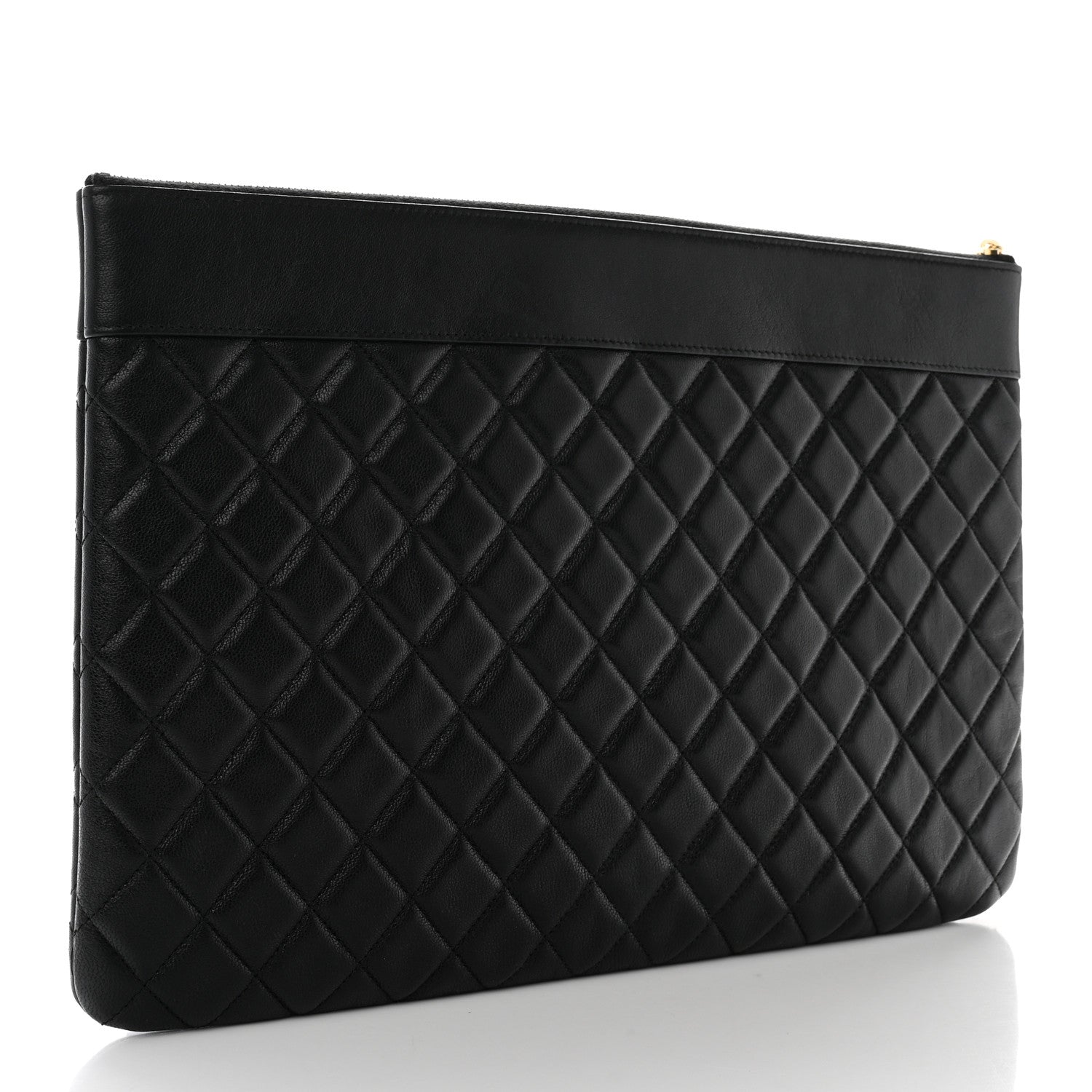 Chanel Lambskin Quilted Large Vintage Mademoiselle Cosmetic Case Black 3 of 12