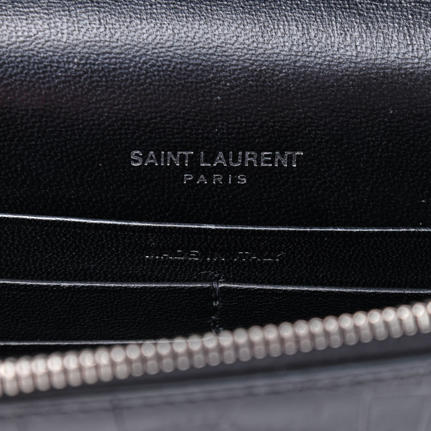 Saint Laurent Calfskin Crocodile Embossed Kate Monogram Tassel Chain Wallet Black 8 of 8