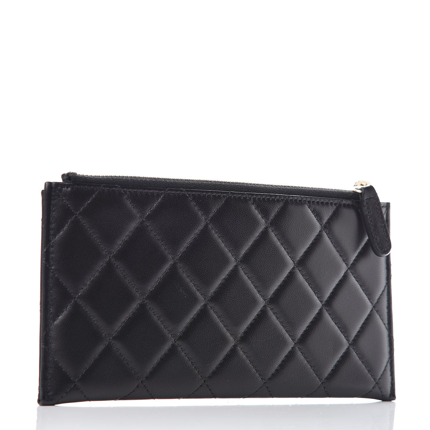 Lambskin Quilted Classic Zip Pouch Black