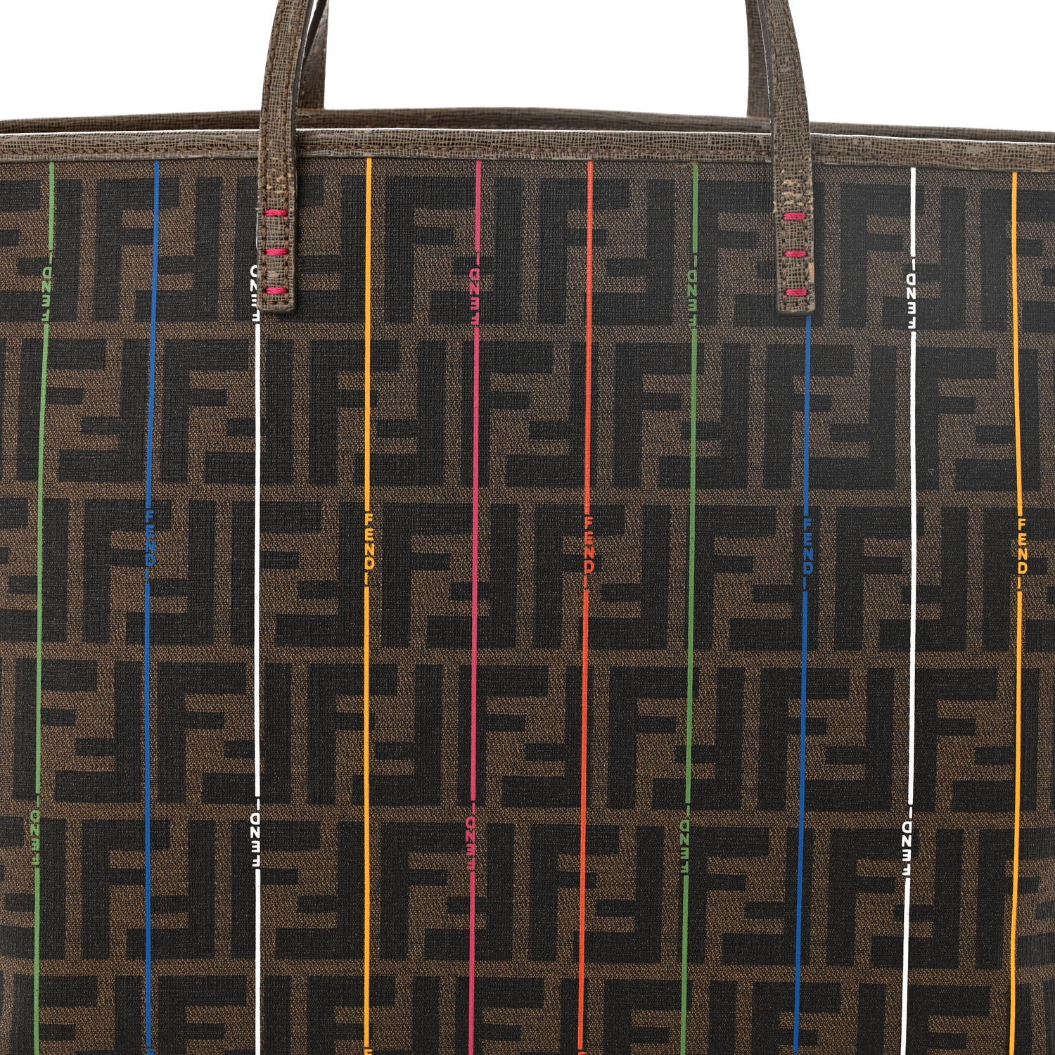 Fendi Zucca Spalmati Striped Large Roll Tote Tobacco Multicolor 8 of 14