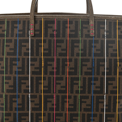 Fendi Zucca Spalmati Striped Large Roll Tote Tobacco Multicolor 8 of 14