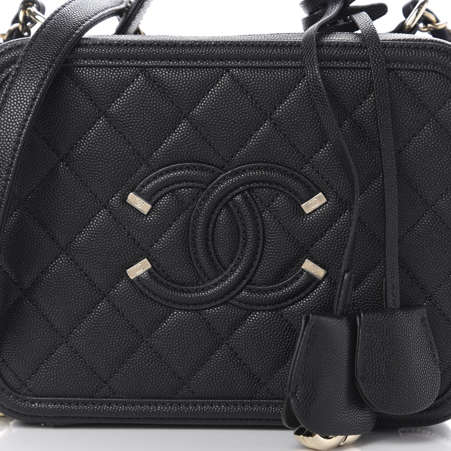 Caviar Quilted Medium CC Filigree Vanity Case Black