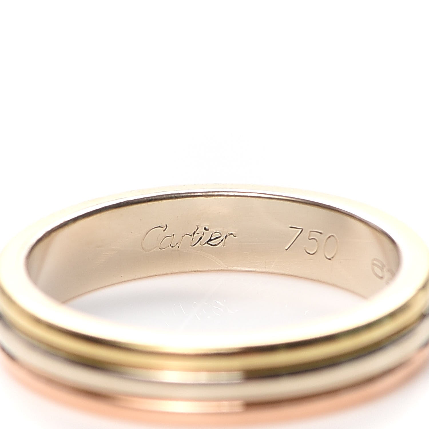 Cartier 18K Pink White Yellow Gold 3.5mm Trinity Wedding Band Ring 49 4.75 4 of 4