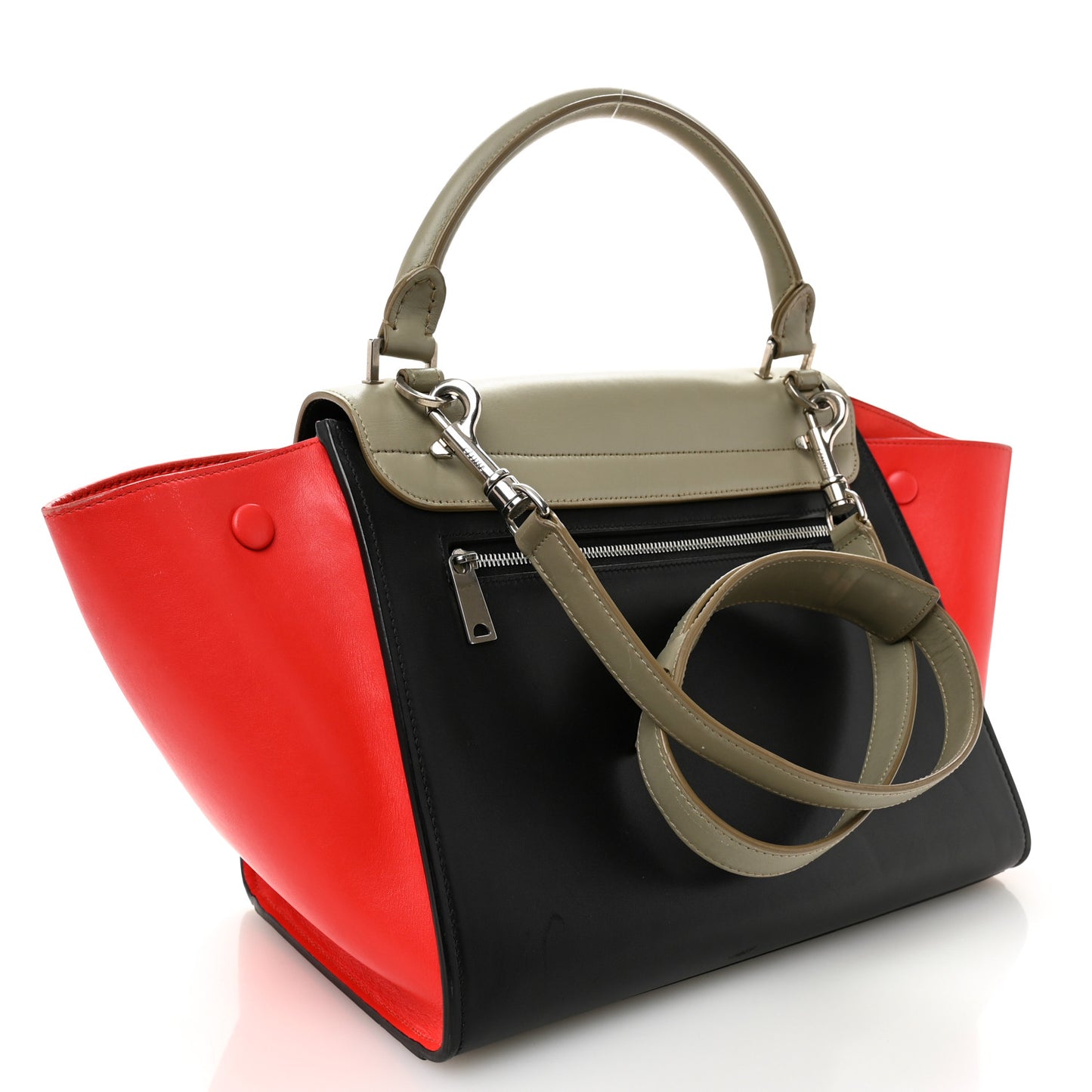 Smooth Calfskin Small Tri-Color Trapeze Taupe