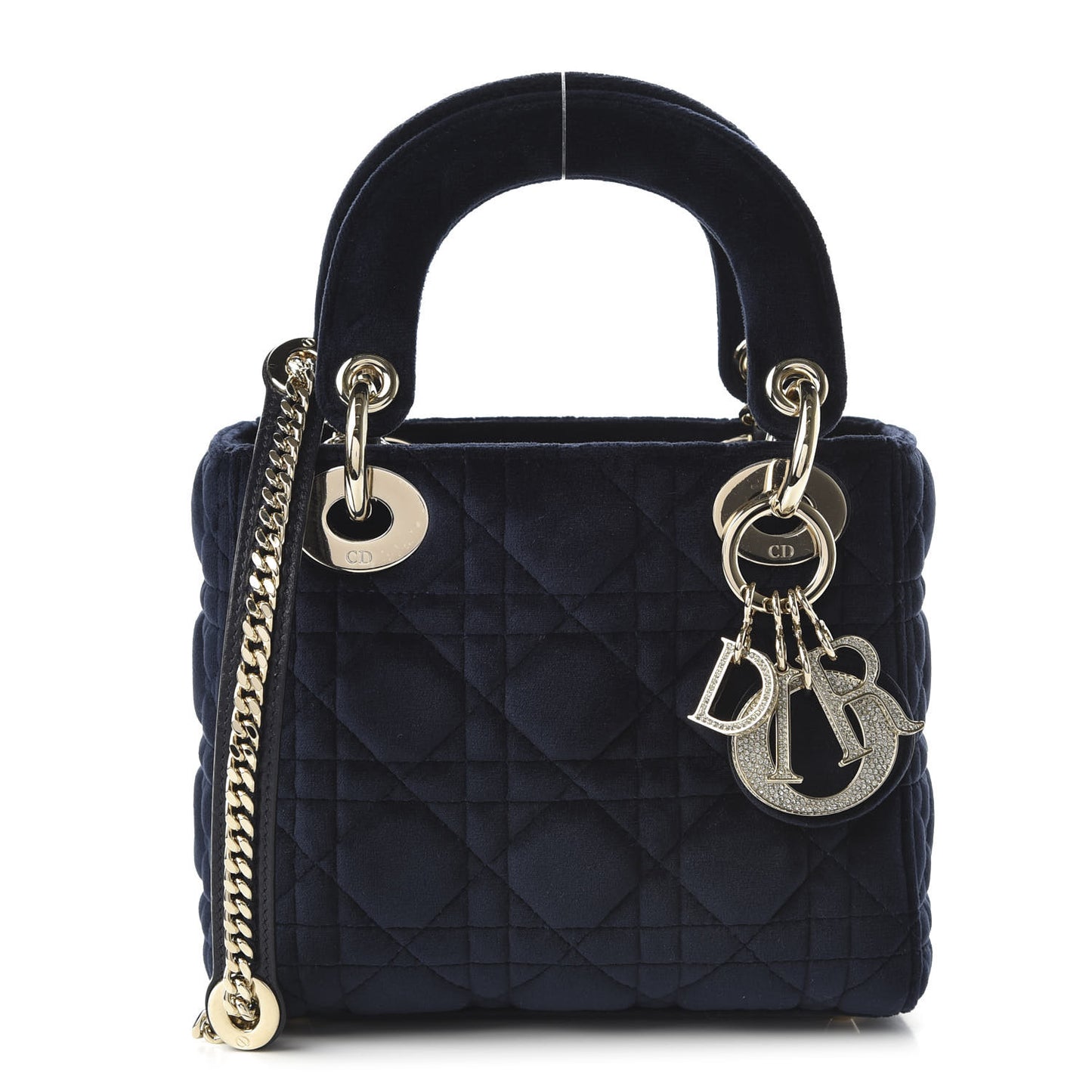 Velvet Mini Lady Dior Navy Blue