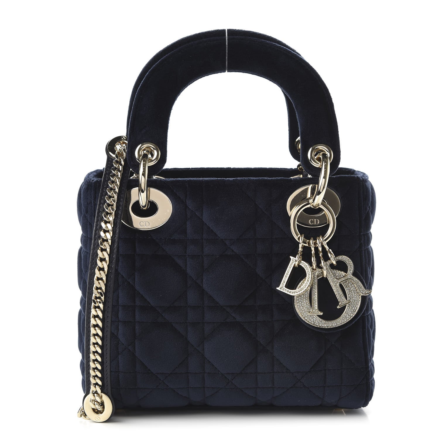 Christian Dior Velvet Mini Lady Dior Navy Blue 1 of 9