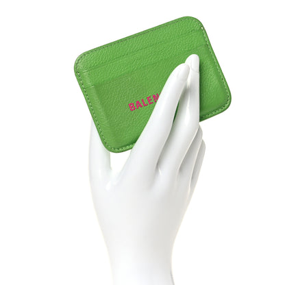 Balenciaga Grained Calfskin Logo Cash Rounded Card Holder Light Green Fuchsia 2 of 9