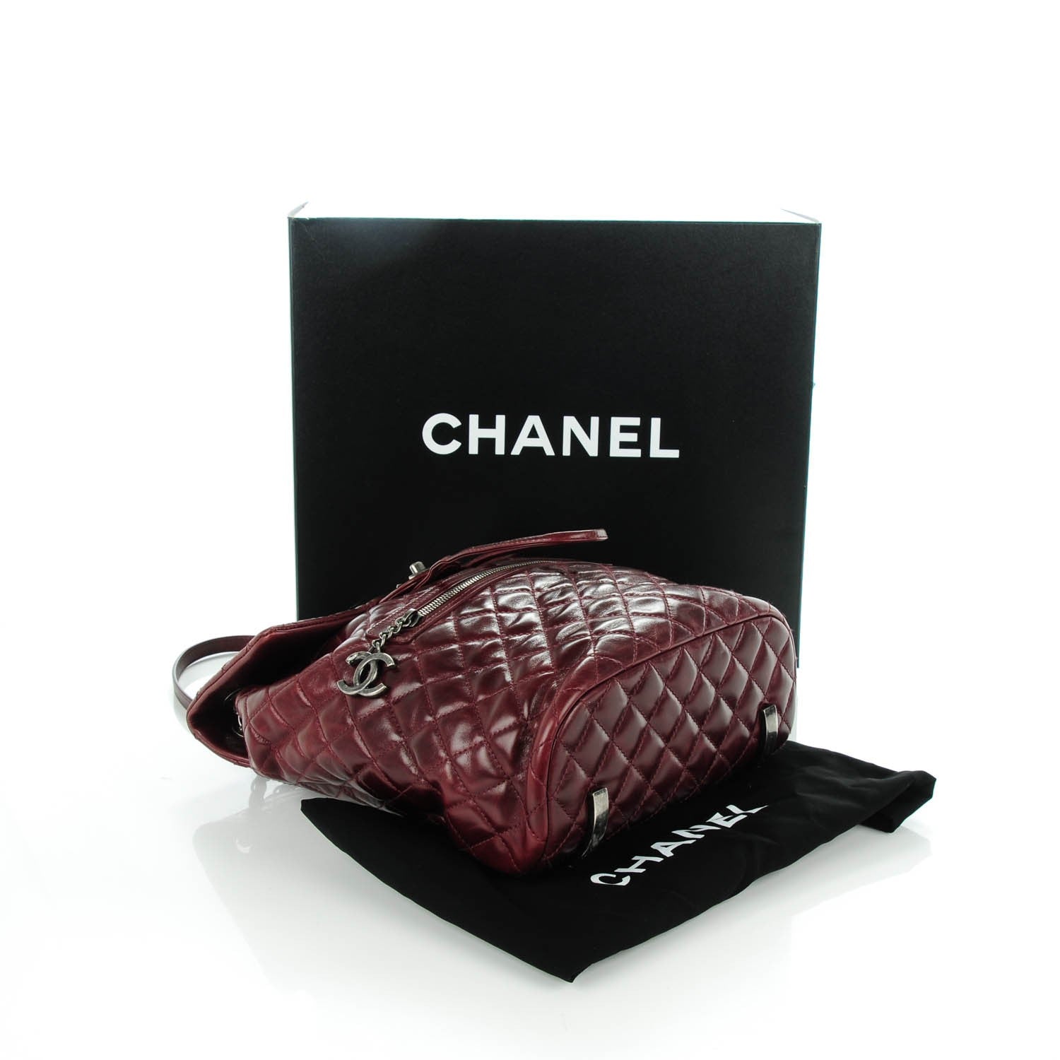Chanel Calfskin Quilted Large Salzburg Backpack Burgundy 4 of 9