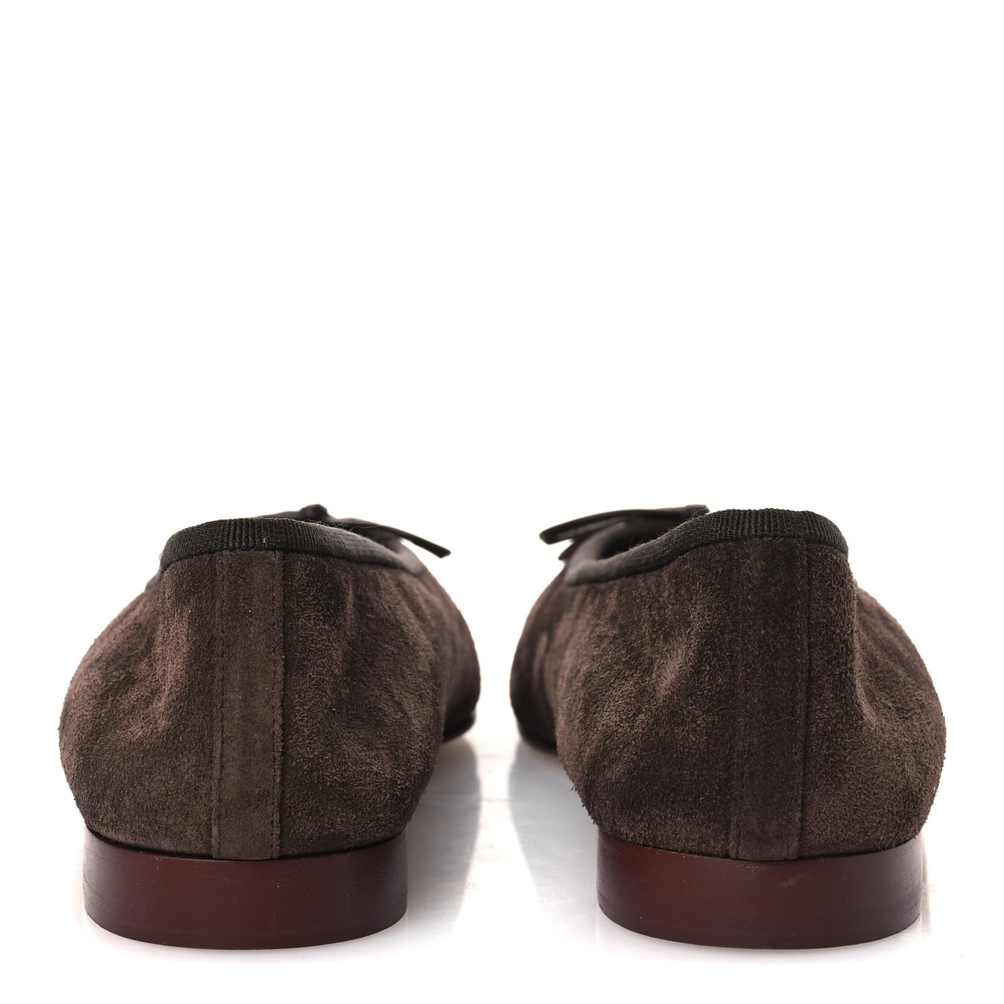 Suede Calfskin Cap Toe CC Ballerina Flats 36.5 Dark Brown Burgundy