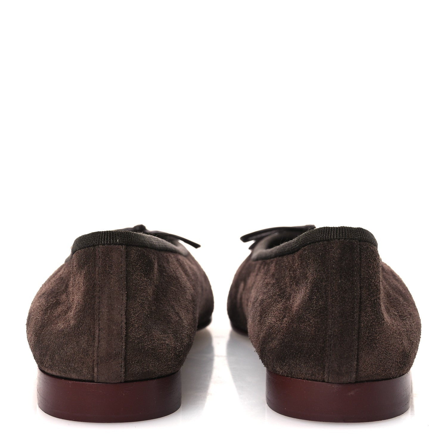 Chanel Suede Calfskin Cap Toe CC Ballerina Flats 36.5 Dark Brown Burgundy 6 of 11