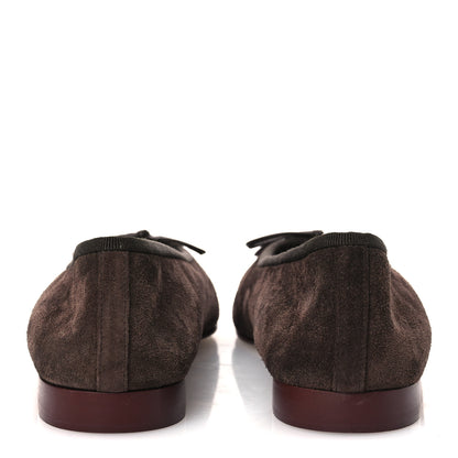 Chanel Suede Calfskin Cap Toe CC Ballerina Flats 36.5 Dark Brown Burgundy 6 of 11