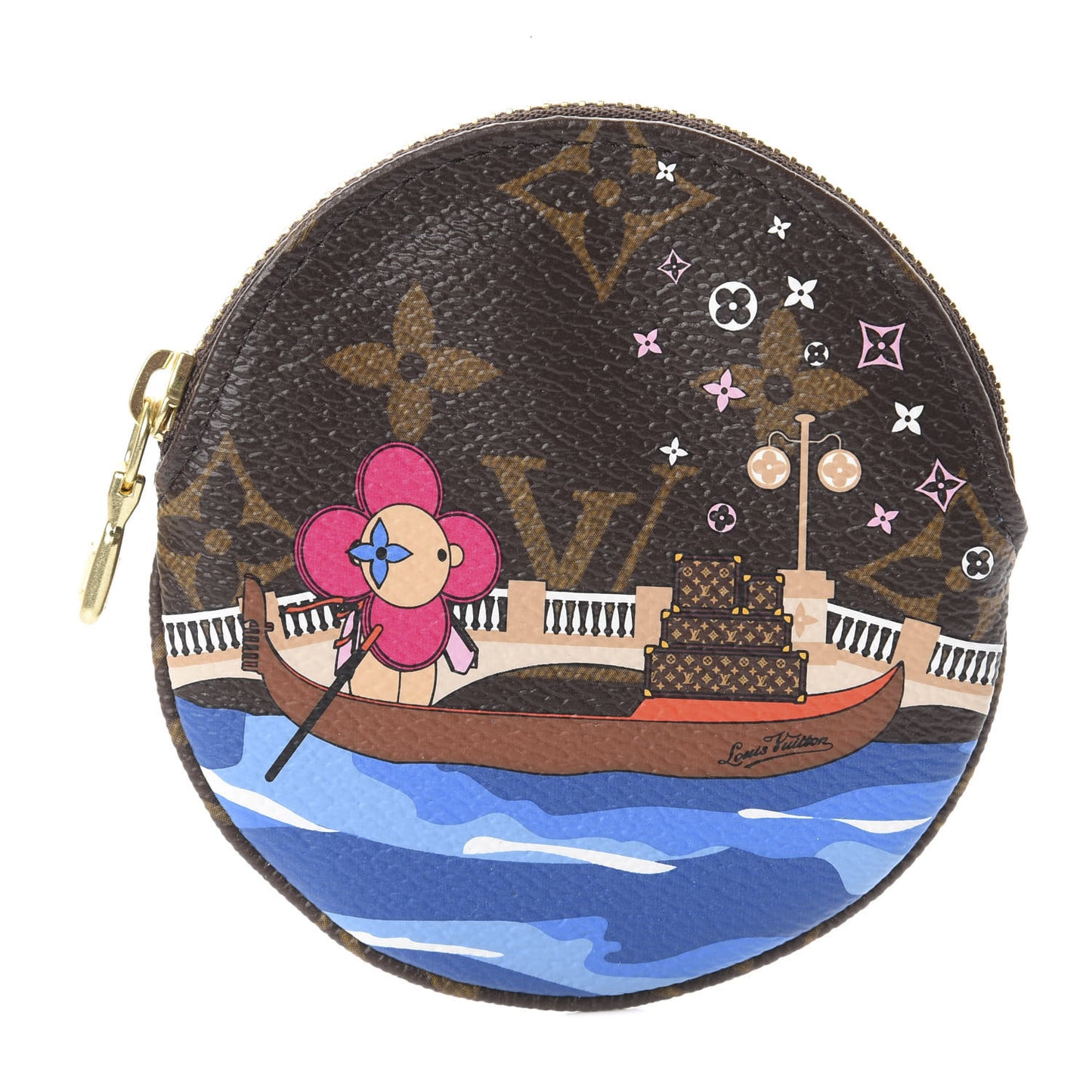 Monogram 2019 Christmas Animation Round Coin Purse Blue