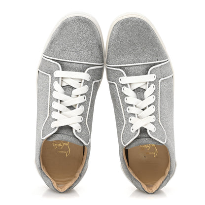 Christian Louboutin Glitter Calfskin Vieira Flat Sneakers 40.5 Silver 2 of 12