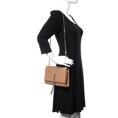 Saint Laurent Smooth Calfskin Medium Classic Monogram Kate Tassel Satchel Dark Beige 2 of 21