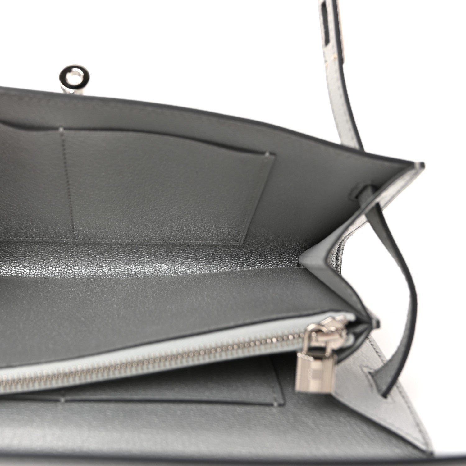 Hermes Metallic Chevre Chamkilight Kelly Wallet To Go Argent 5 of 10