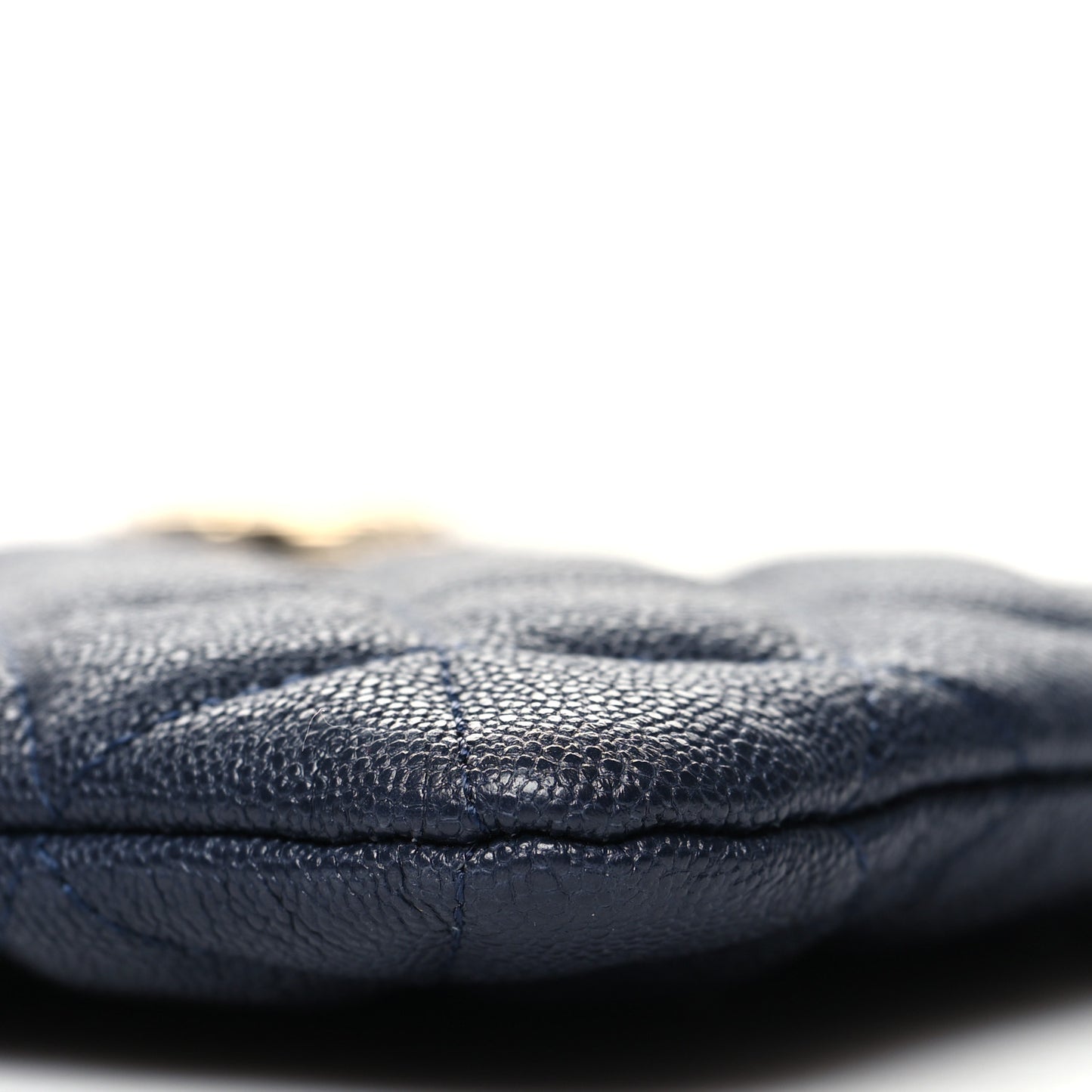 Caviar Quilted Small Zipped Boy Pouch Navy Blue