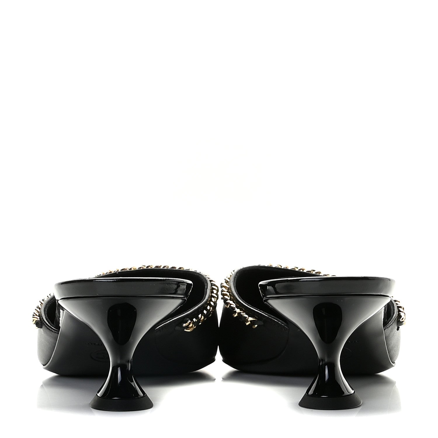 Chanel Lambskin Patent Chain CC Mules 39.5 Black 4 of 11