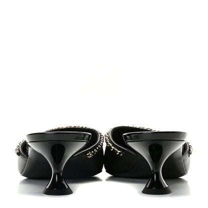 Chanel Lambskin Patent Chain CC Mules 39.5 Black 4 of 11