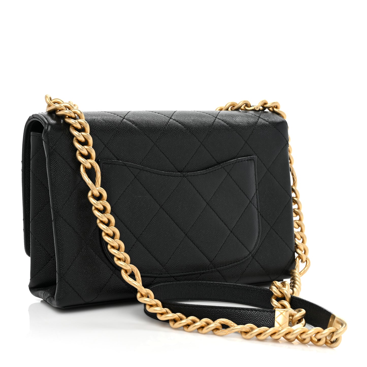 Caviar Quilted Bracelet On Chain Flap Black