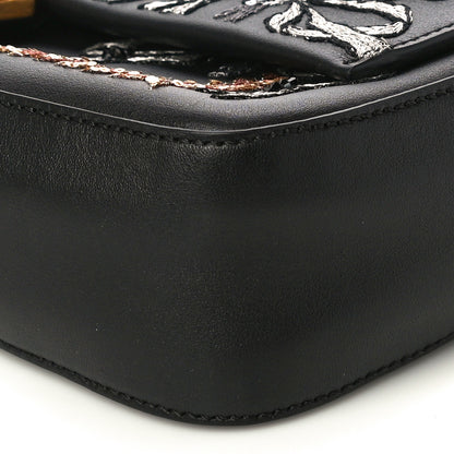 Fendi Calfskin Embroidered Baguette Black 9 of 9