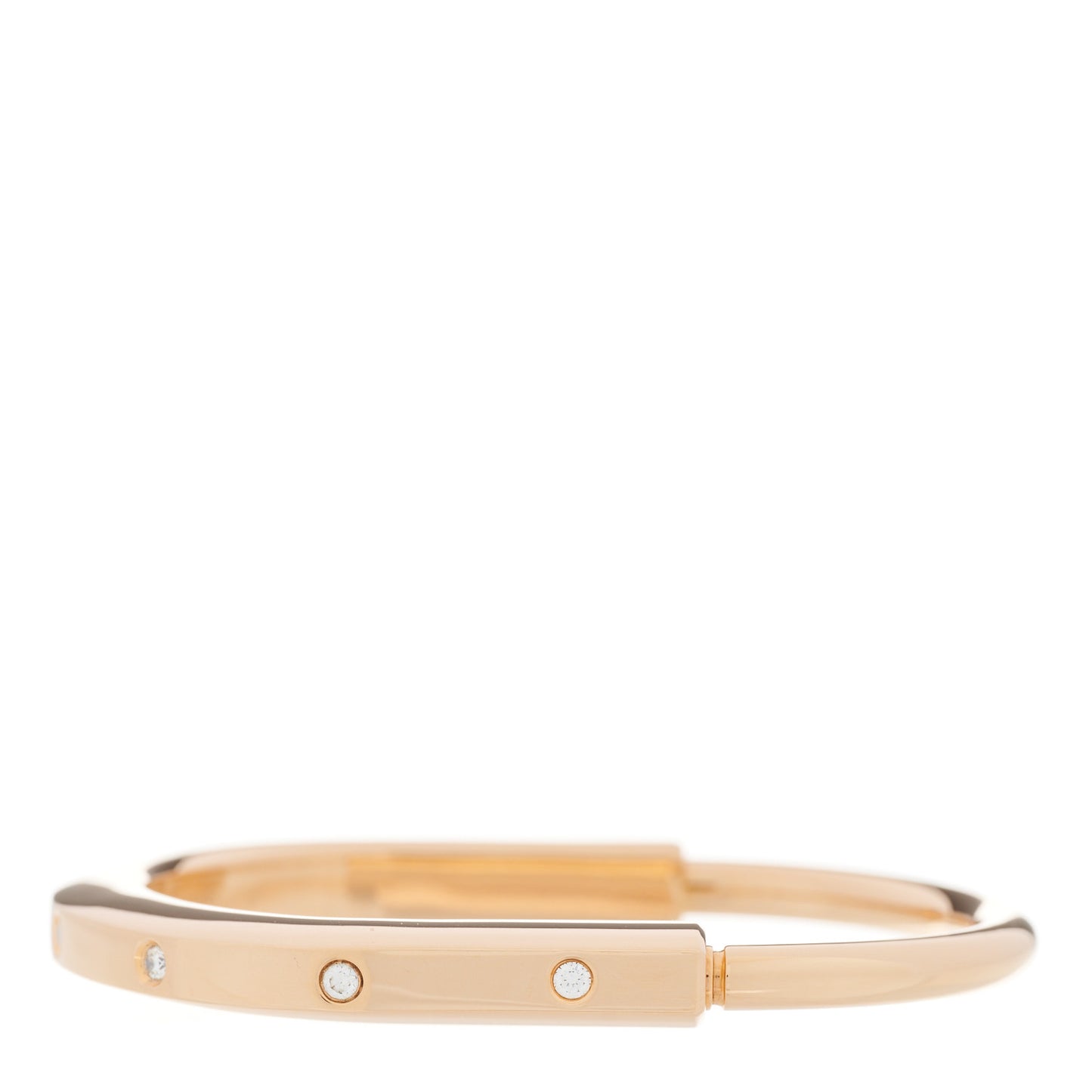18K Rose Gold Diamond Tiffany Lock Bangle Bracelet