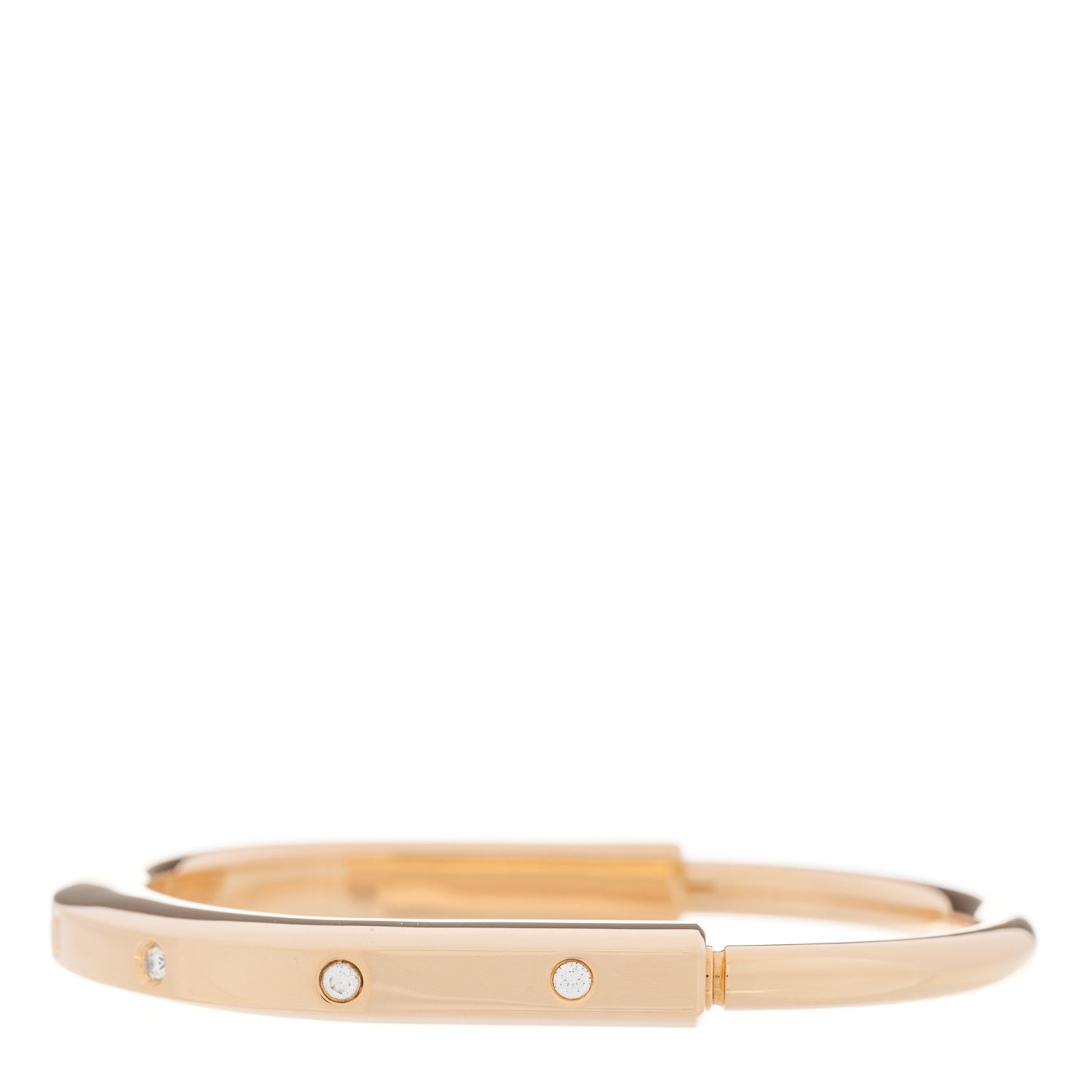 Tiffany 18K Rose Gold Diamond Tiffany Lock Bangle Bracelet 1 of 6