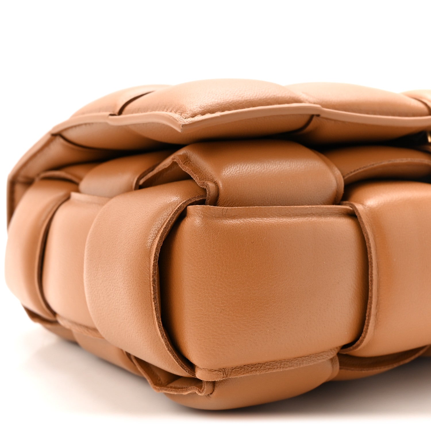 Bottega Veneta Lambskin Maxi Intreccio Padded Chain Cassette Crossbody Bag Caramel 9 of 10