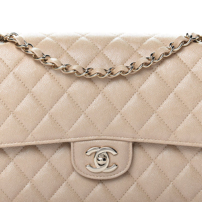 Chanel Iridescent Caviar Quilted Medium Double Flap Beige 10 of 11