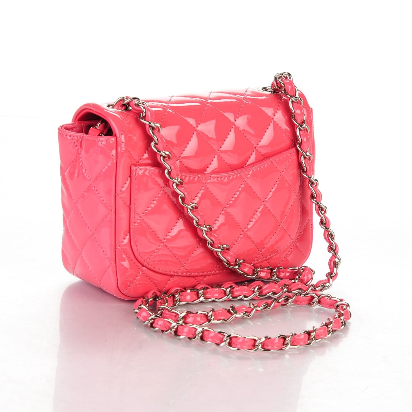 Patent Quilted Mini Square Flap Pink