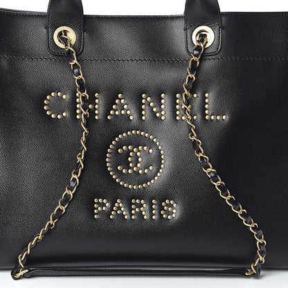 Chanel Caviar Medium Studded Deauville Tote Black 7 of 9