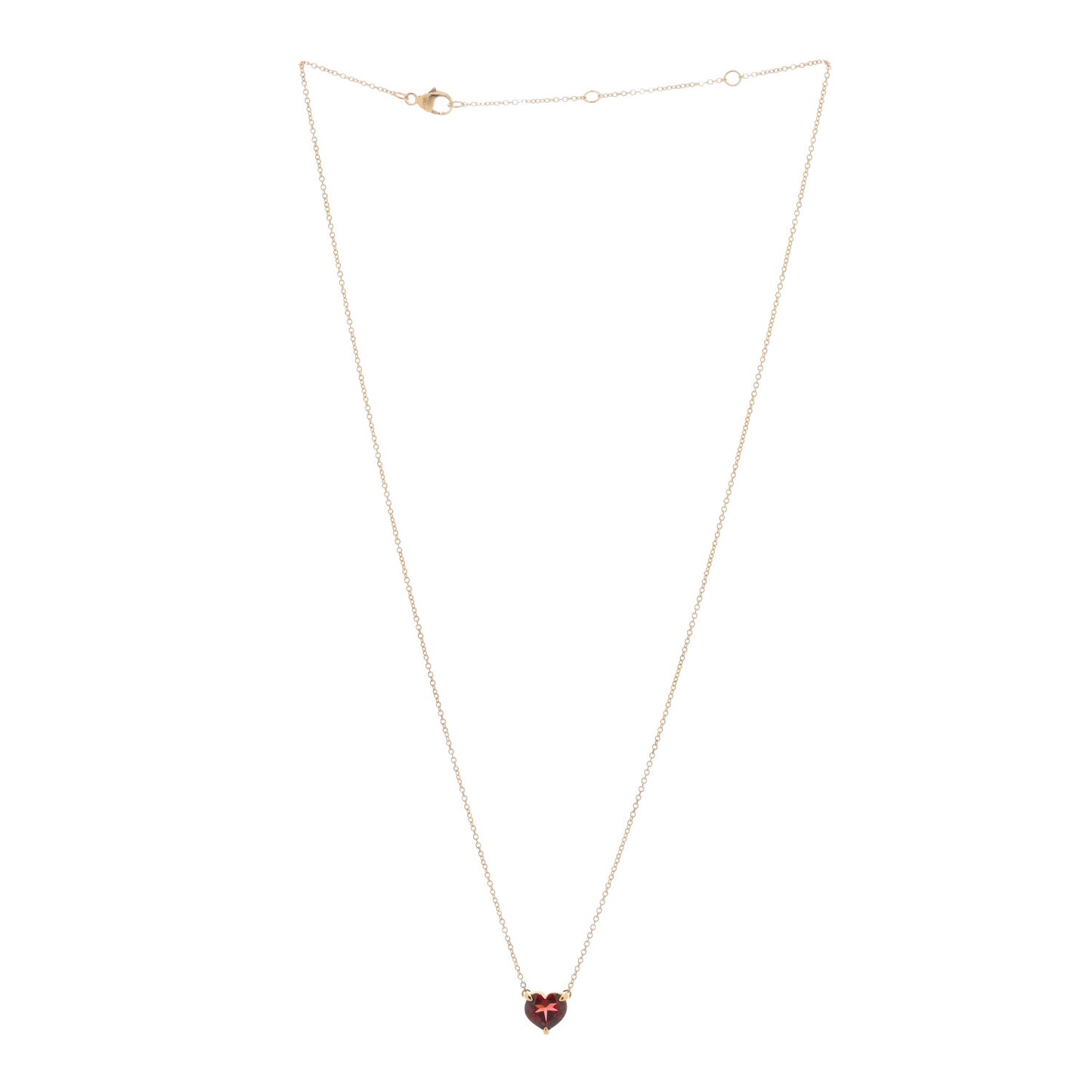 18K Yellow Gold Garnet Heart Pendant Necklace