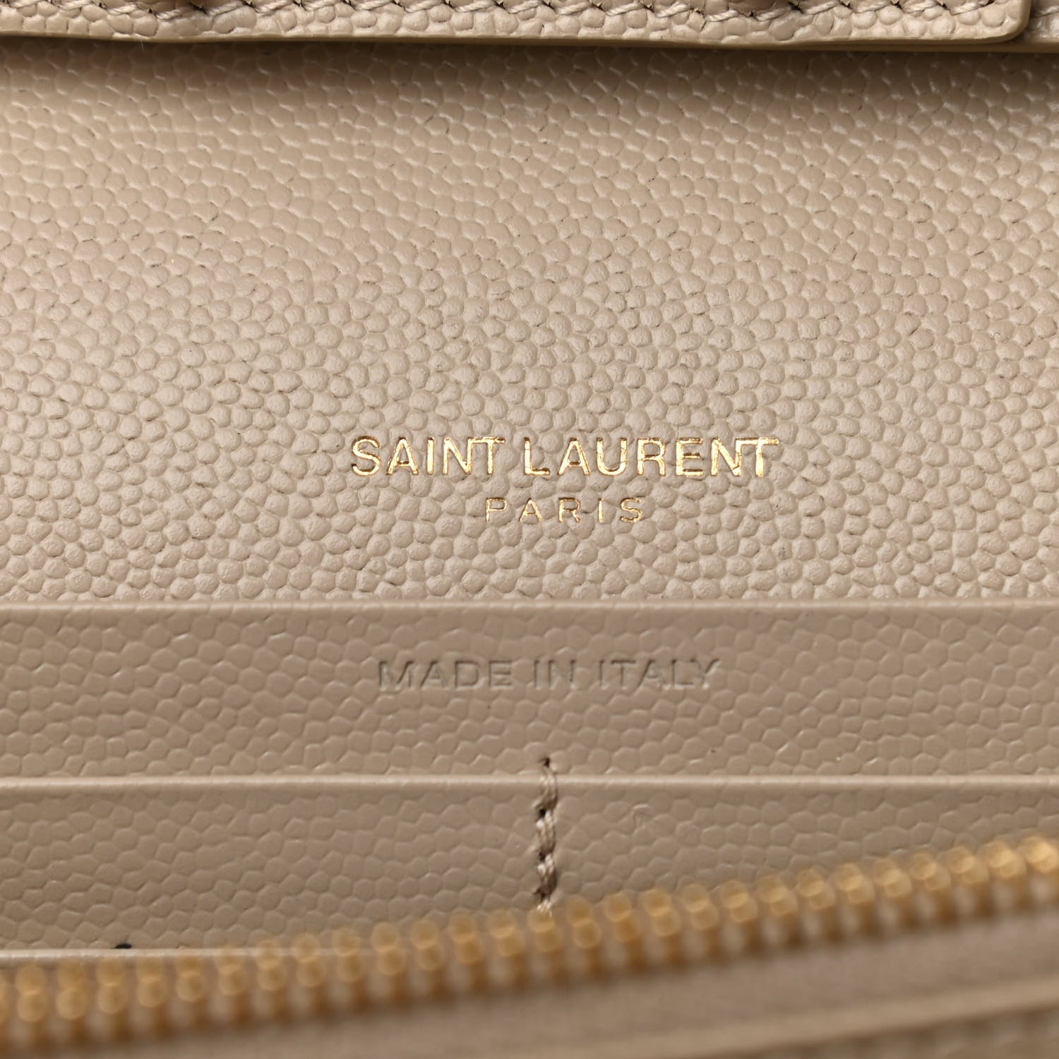 Saint Laurent Grain De Poudre Matelasse Chevron Cassandre Chain Wallet Deep Beige 7 of 9