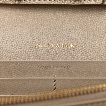 Saint Laurent Grain De Poudre Matelasse Chevron Cassandre Chain Wallet Deep Beige 7 of 9