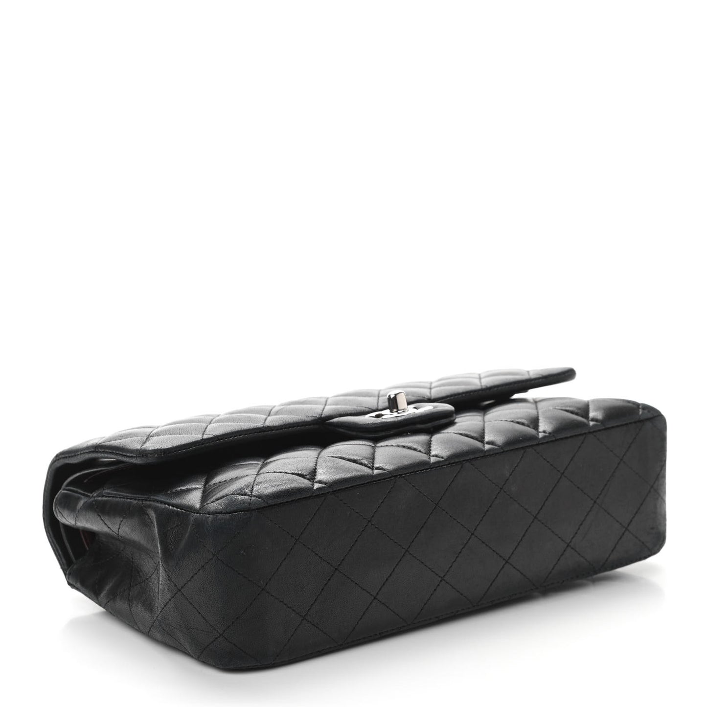 Lambskin Quilted Medium Double Flap Black