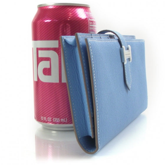 Hermes Chevre Bearn Wallet w Gusset Celeste 3 of 8