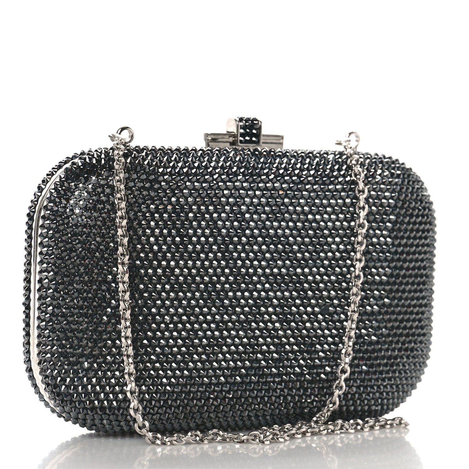 Judith Leiber Swarovski Crystal Minaudiere Clutch Blue 3 of 9