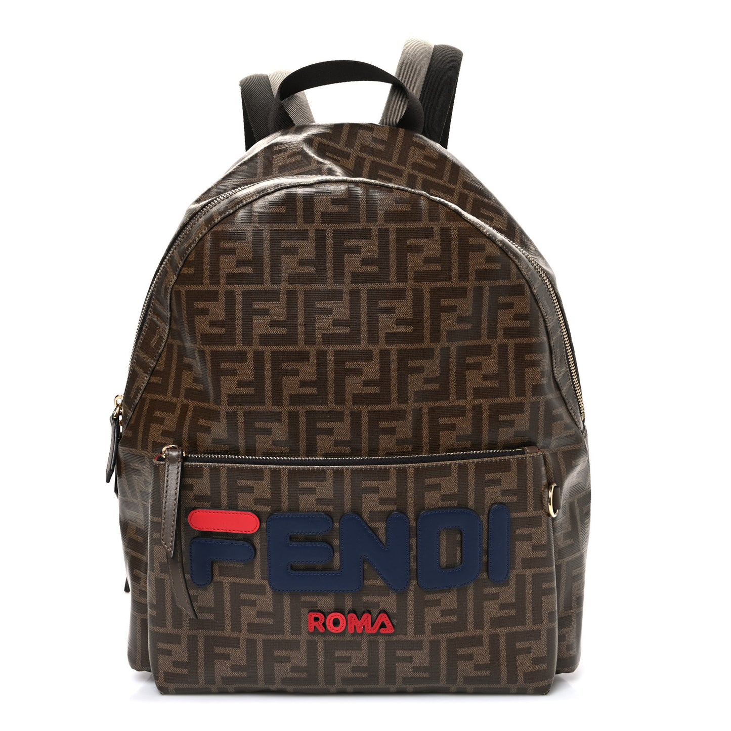 X FILA Glazed Fabric Vitello Century FF 1974 Mania Pouch Pocket Backpack Mogano Panna Blueberry