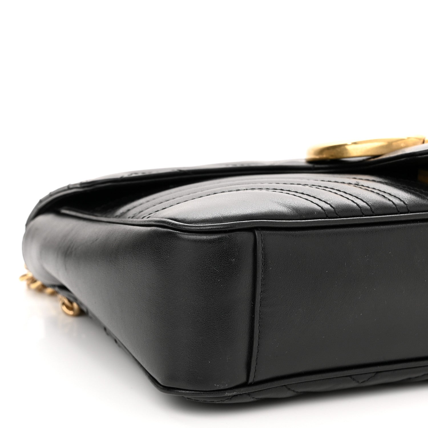 Gucci Calfskin Matelasse Medium GG Marmont Shoulder Bag Black 8 of 12