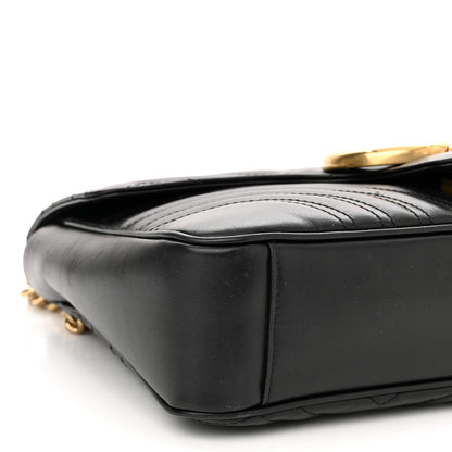 Gucci Calfskin Matelasse Medium GG Marmont Shoulder Bag Black 8 of 12